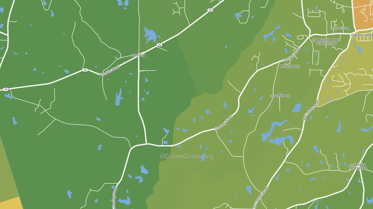 Dresden, GA Map of Burglary Rates