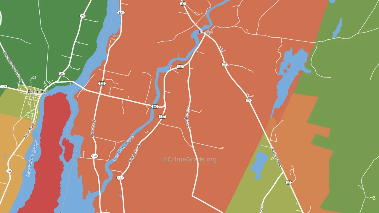Dresden, ME Map of Burglary Rates
