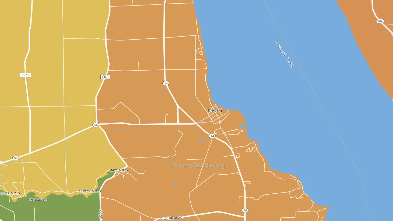 Dresden, NY Map of Burglary Rates
