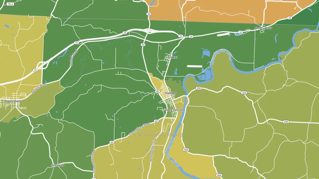 Dresden, OH Map of Burglary Rates