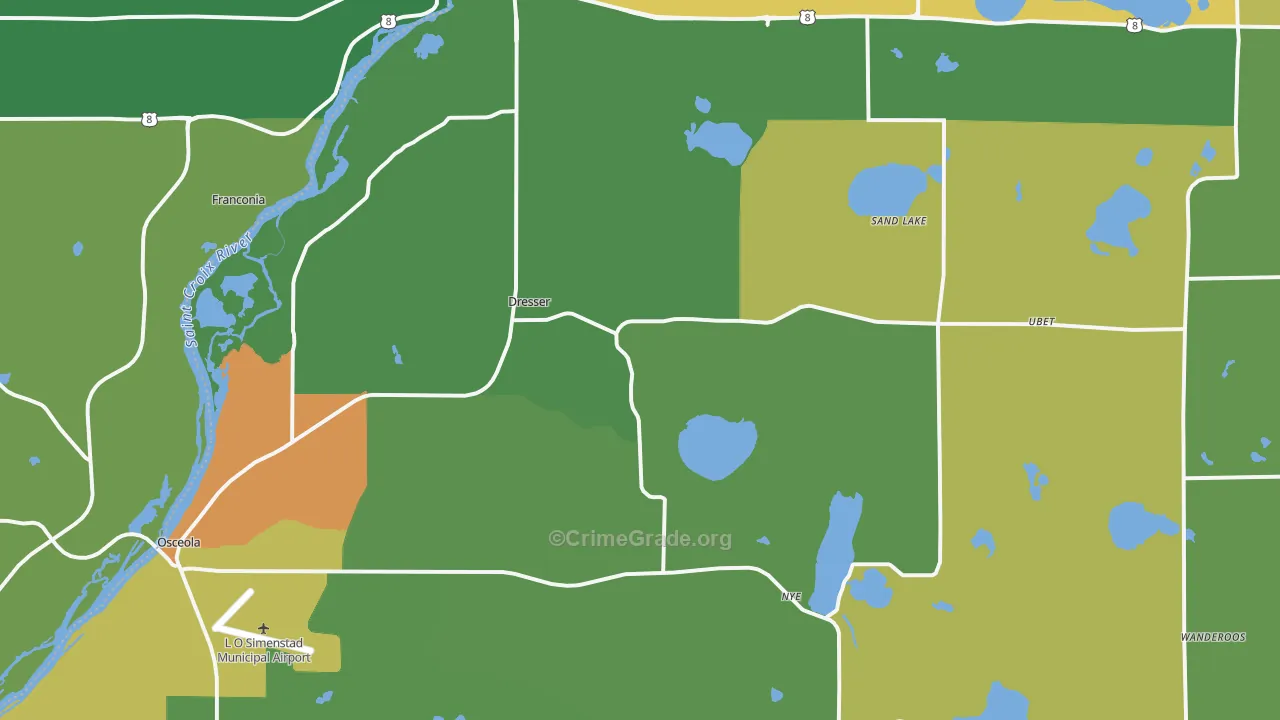 Dresser, WI Map of Burglary Rates