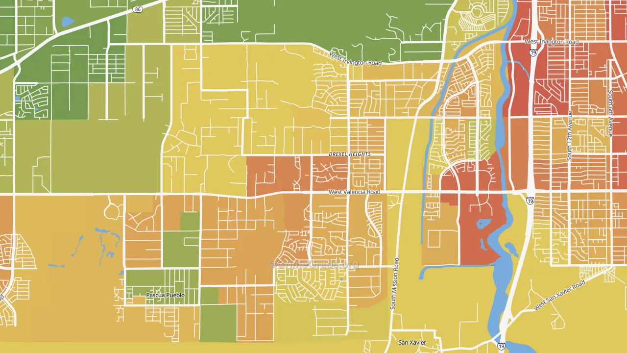 Drexel Heights, AZ Map of Burglary Rates