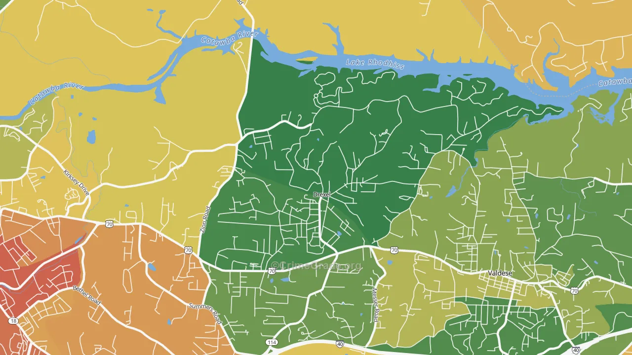 Drexel, NC Map of Burglary Rates