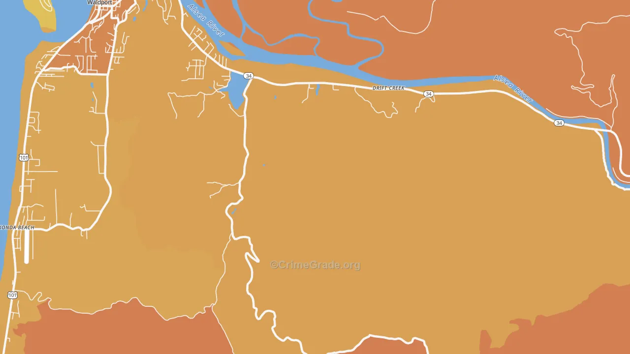 Drift Creek, OR Map of Burglary Rates