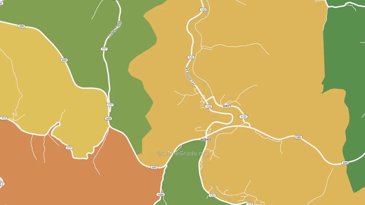 Drift, KY Map of Burglary Rates