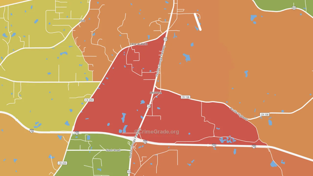 Drifton, FL Map of Burglary Rates