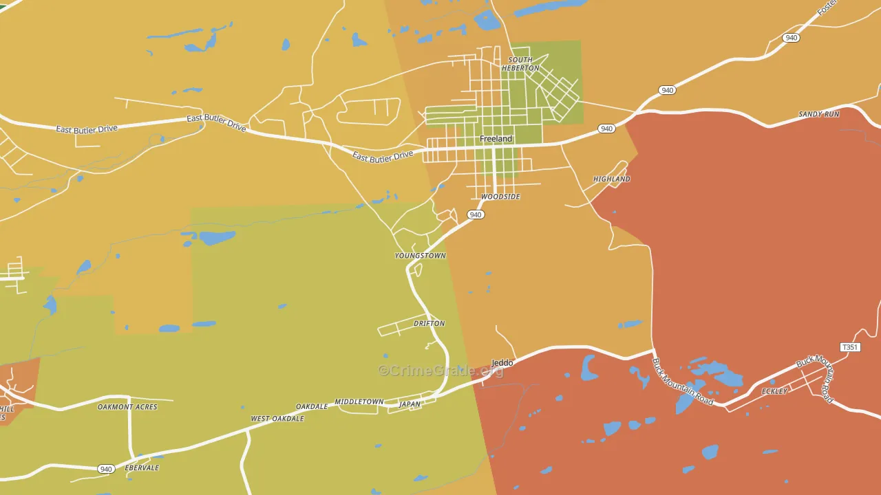 Drifton, PA Map of Burglary Rates