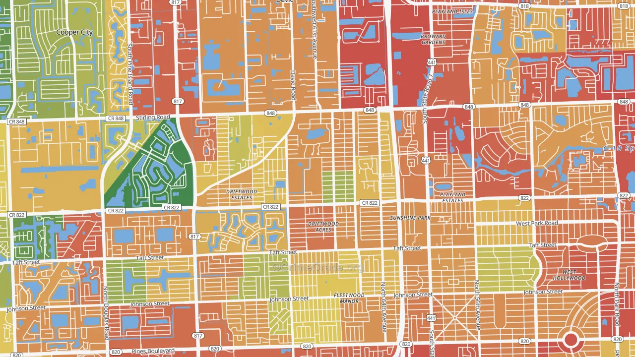 Driftwood, Hollywood, FL Map of Burglary Rates