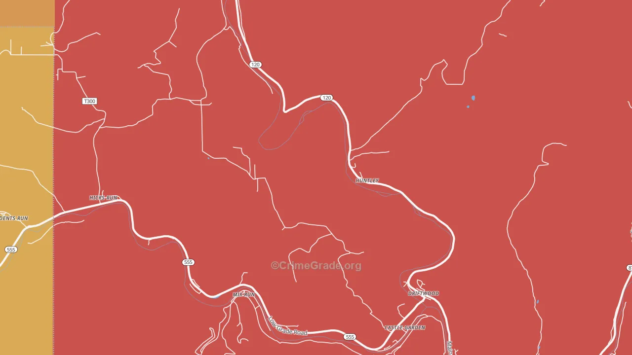 Driftwood, PA Map of Burglary Rates
