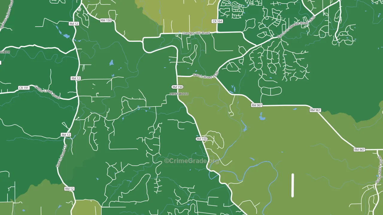 Driftwood, TX Map of Burglary Rates