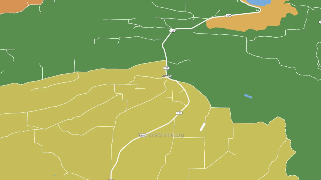 Driggs, AR Map of Burglary Rates