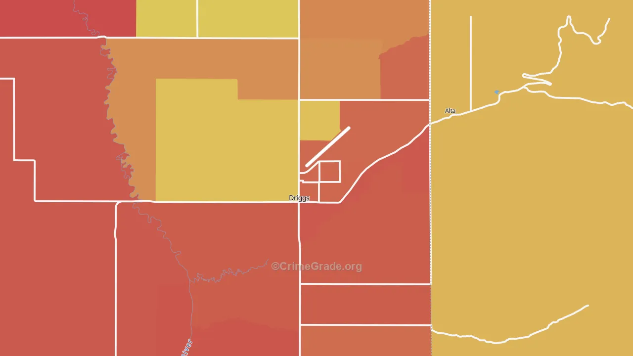 Driggs, ID Map of Burglary Rates