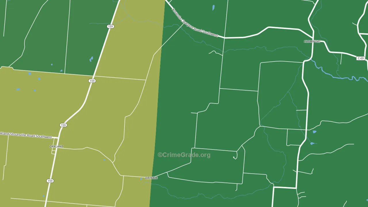 Drinkle, OH Map of Burglary Rates