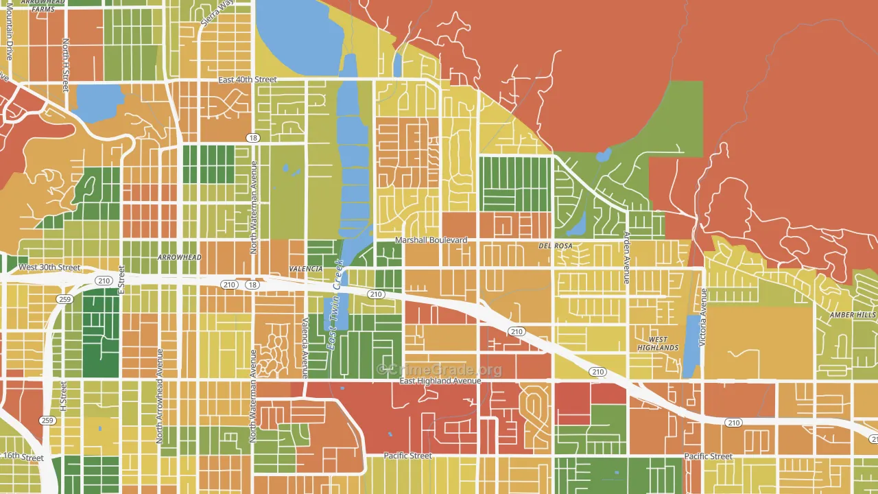 Drnag, San Bernardino, CA Map of Burglary Rates