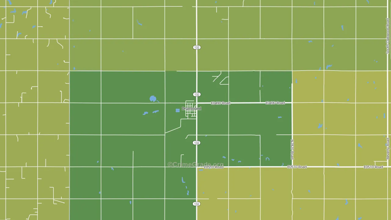 Drummond, OK Map of Burglary Rates