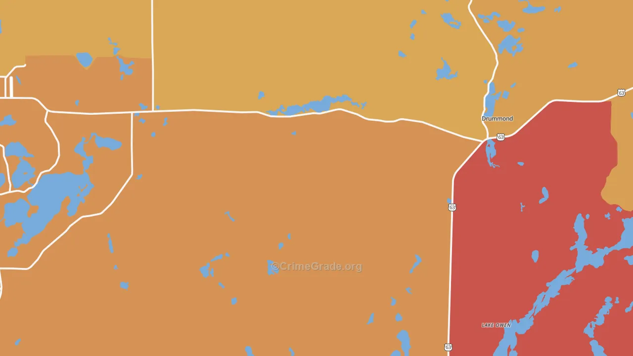 Drummond, WI Map of Burglary Rates
