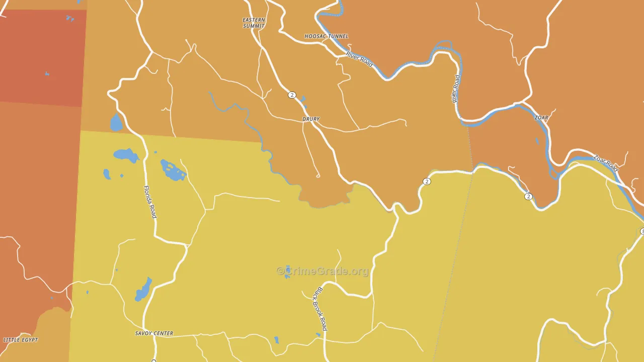 Drury, MA Map of Burglary Rates