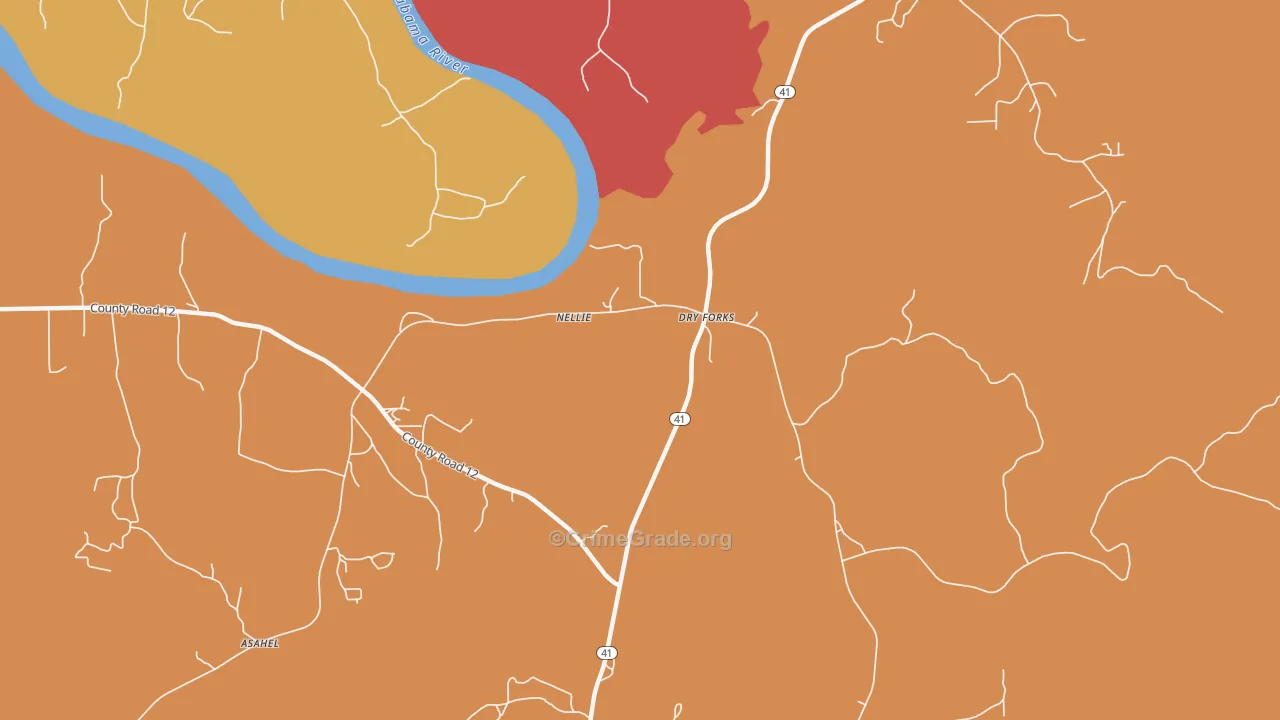 Dry Forks, AL Map of Burglary Rates