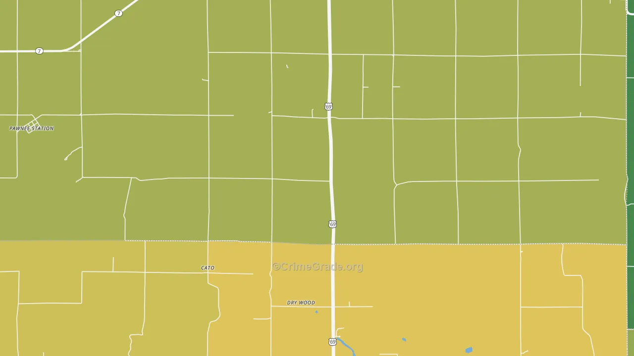 Dry Wood, KS Map of Burglary Rates