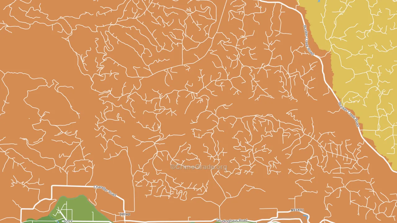 Dryad, WA Map of Burglary Rates