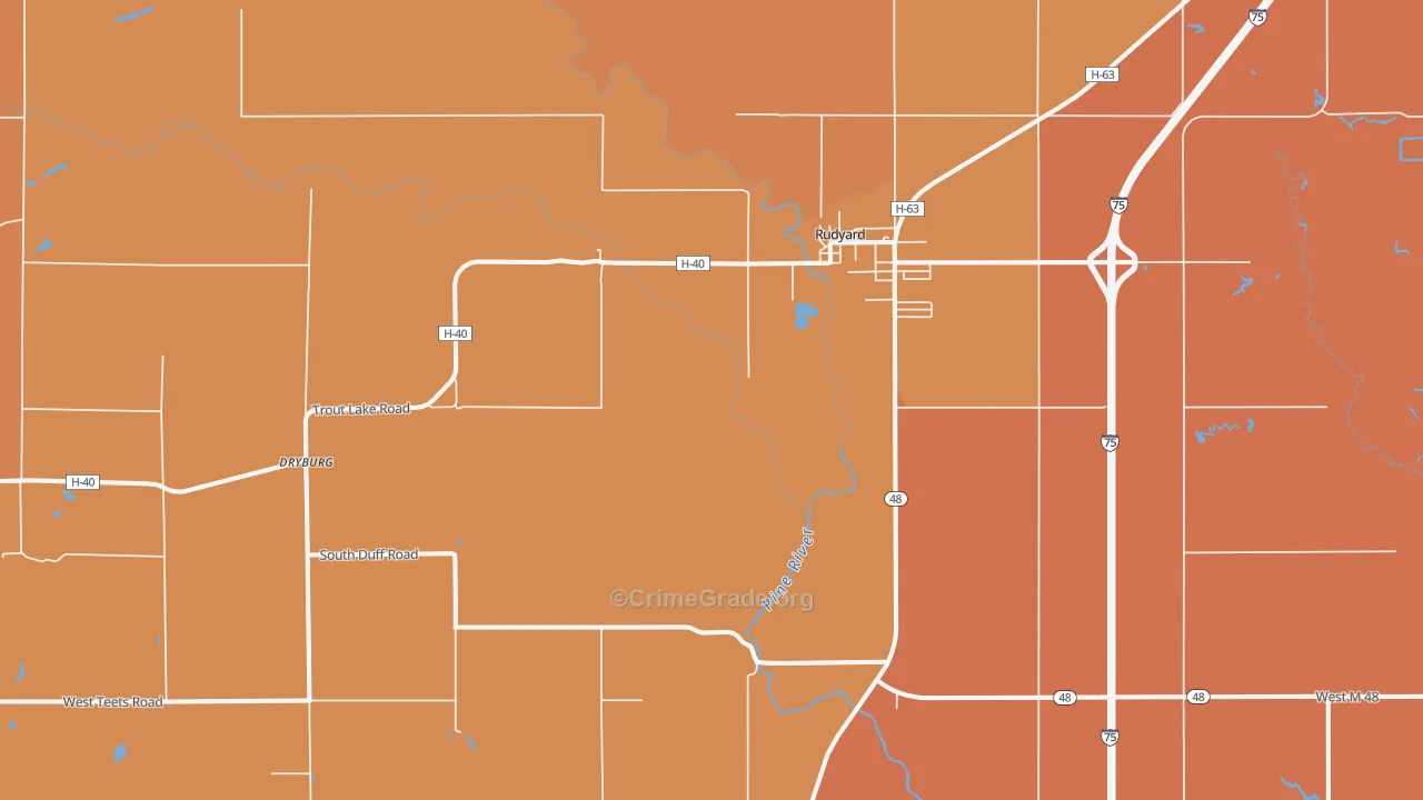 Dryburg, MI Map of Burglary Rates