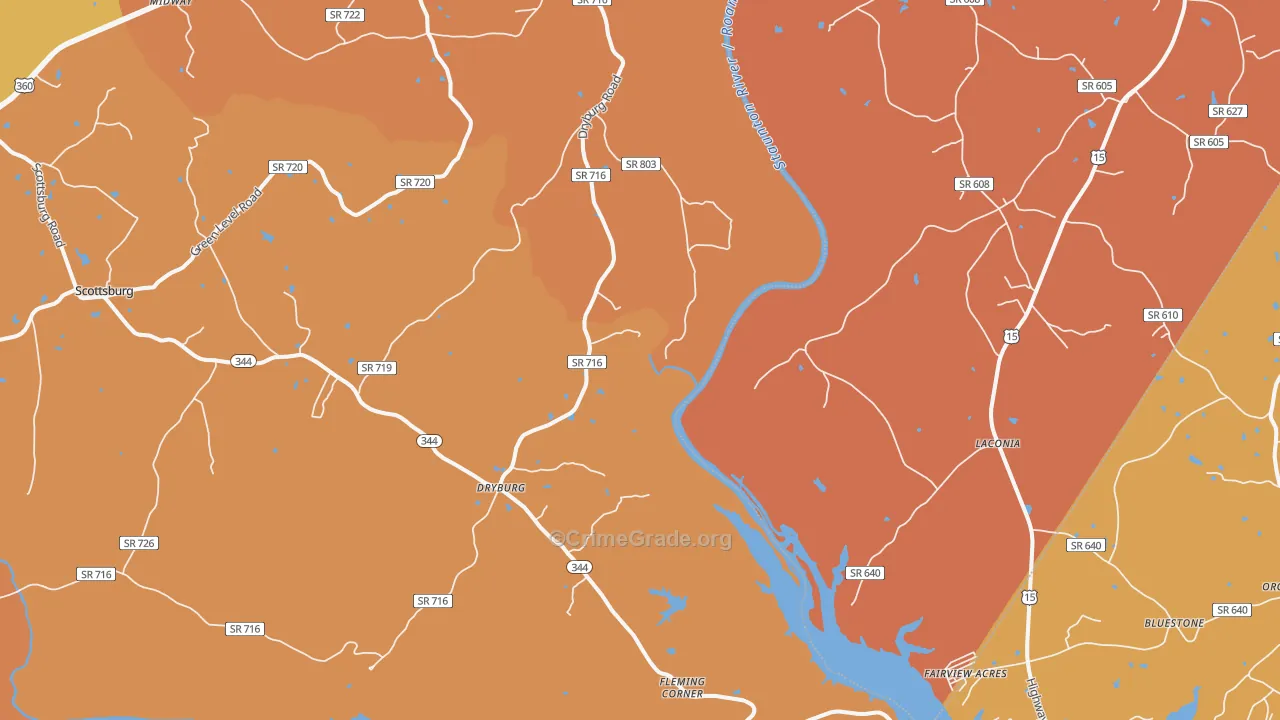 Dryburg, VA Map of Burglary Rates