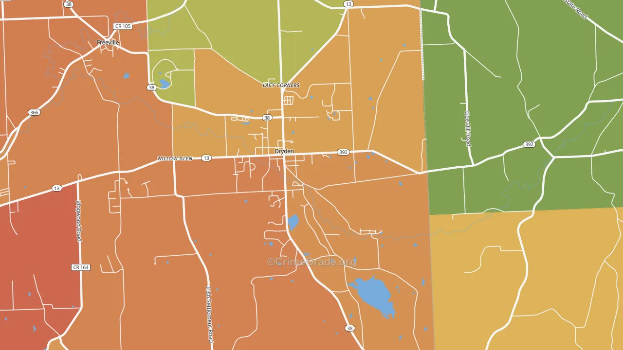 Dryden, NY Map of Burglary Rates