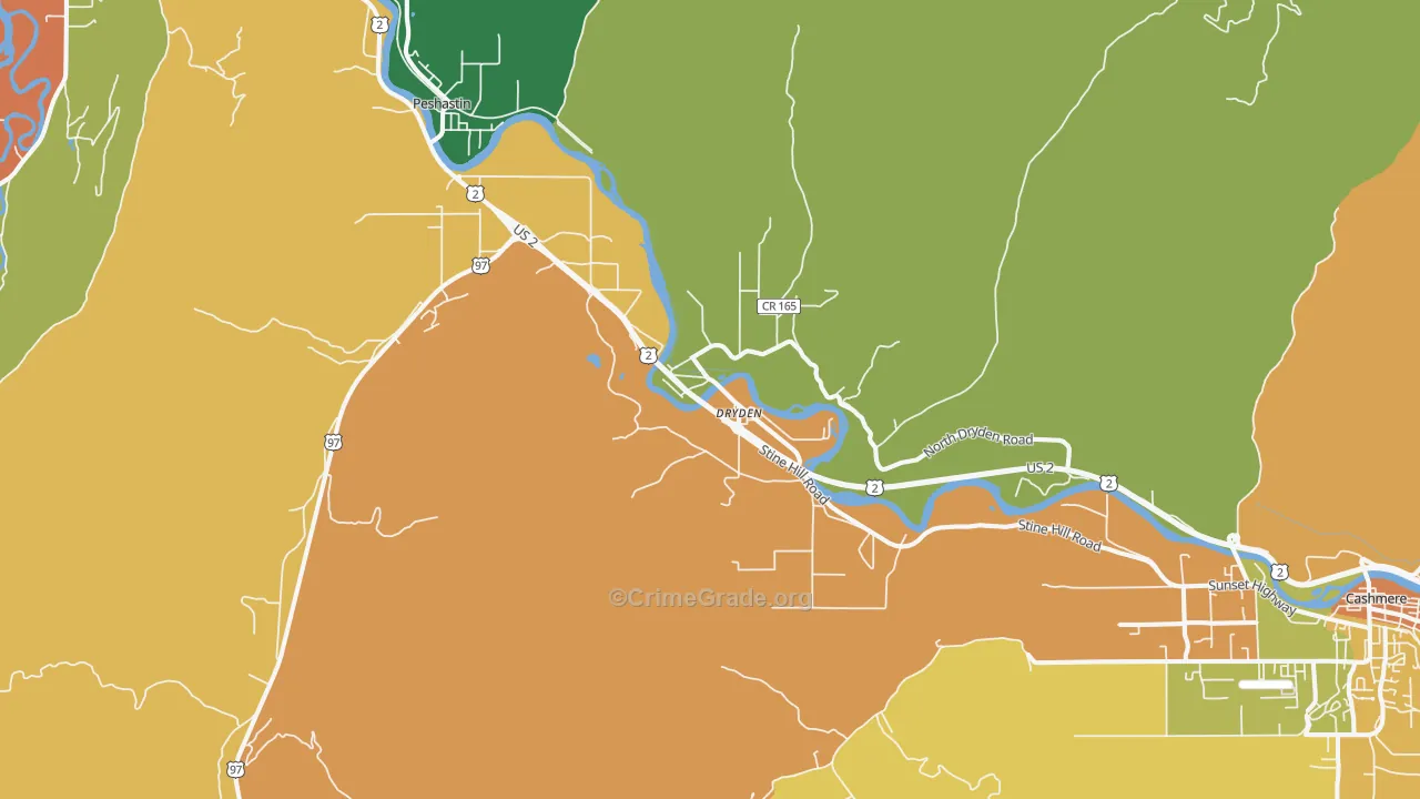 Dryden, WA Map of Burglary Rates