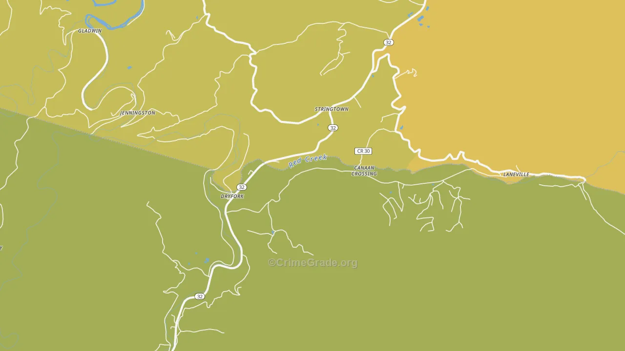 Dryfork, WV Map of Burglary Rates