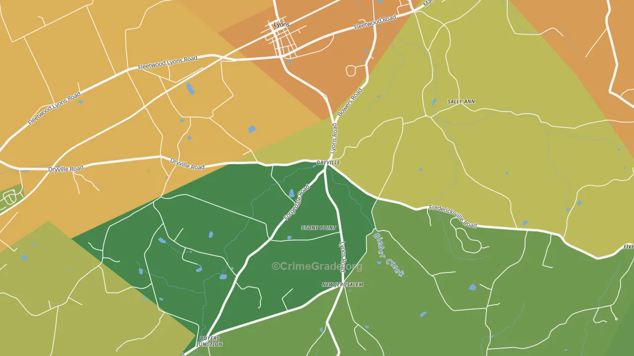 Dryville, PA Map of Burglary Rates