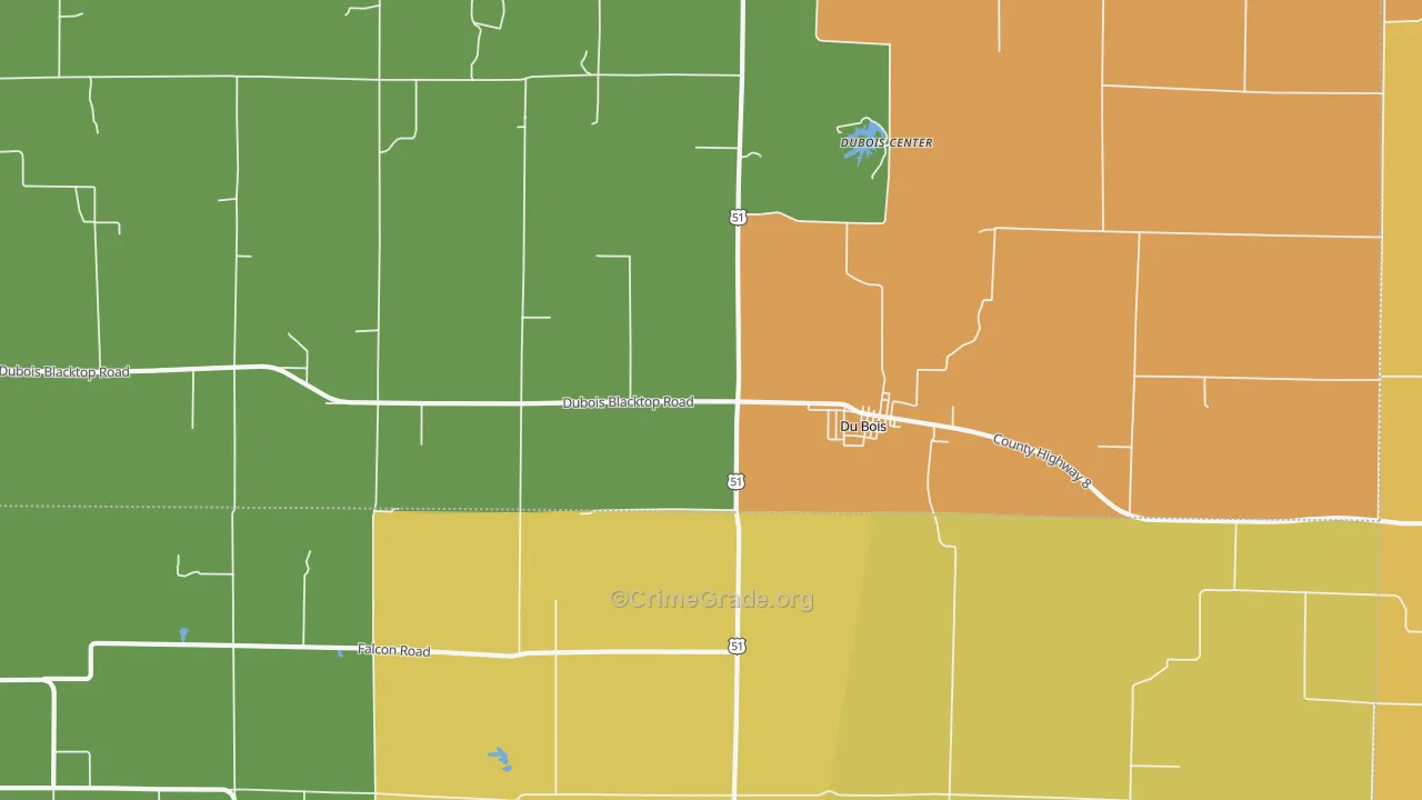 Du Bois, IL Map of Burglary Rates