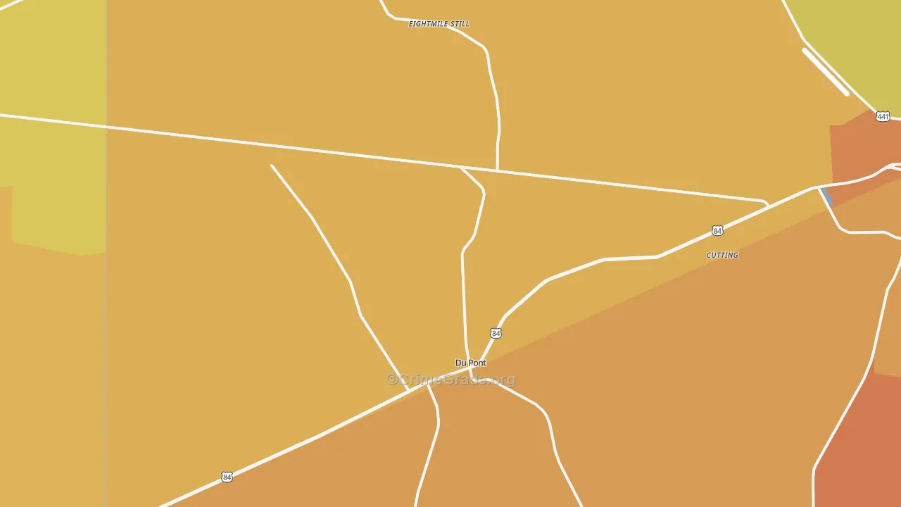 Du Pont, GA Map of Burglary Rates
