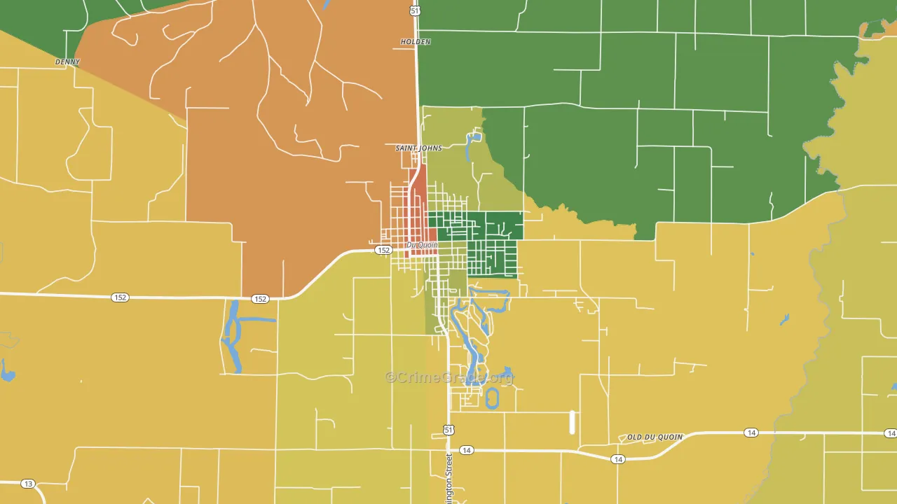 Du Quoin, IL Map of Burglary Rates