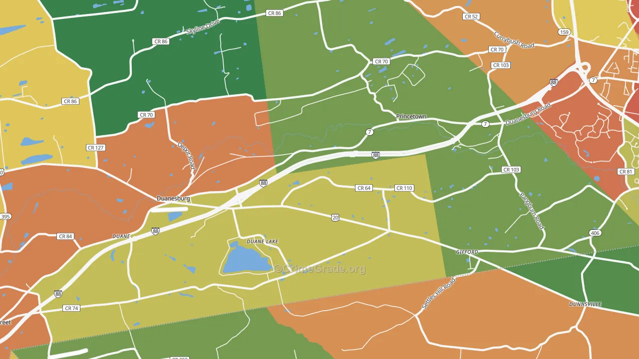 Duanesburg, NY Map of Burglary Rates