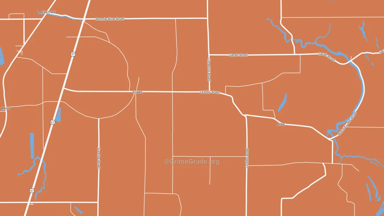 Dubbs, MS Map of Burglary Rates