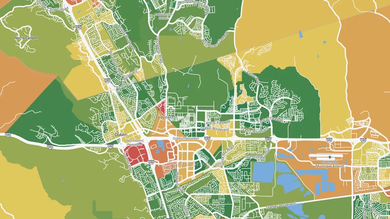 Dublin, CA Map of Burglary Rates