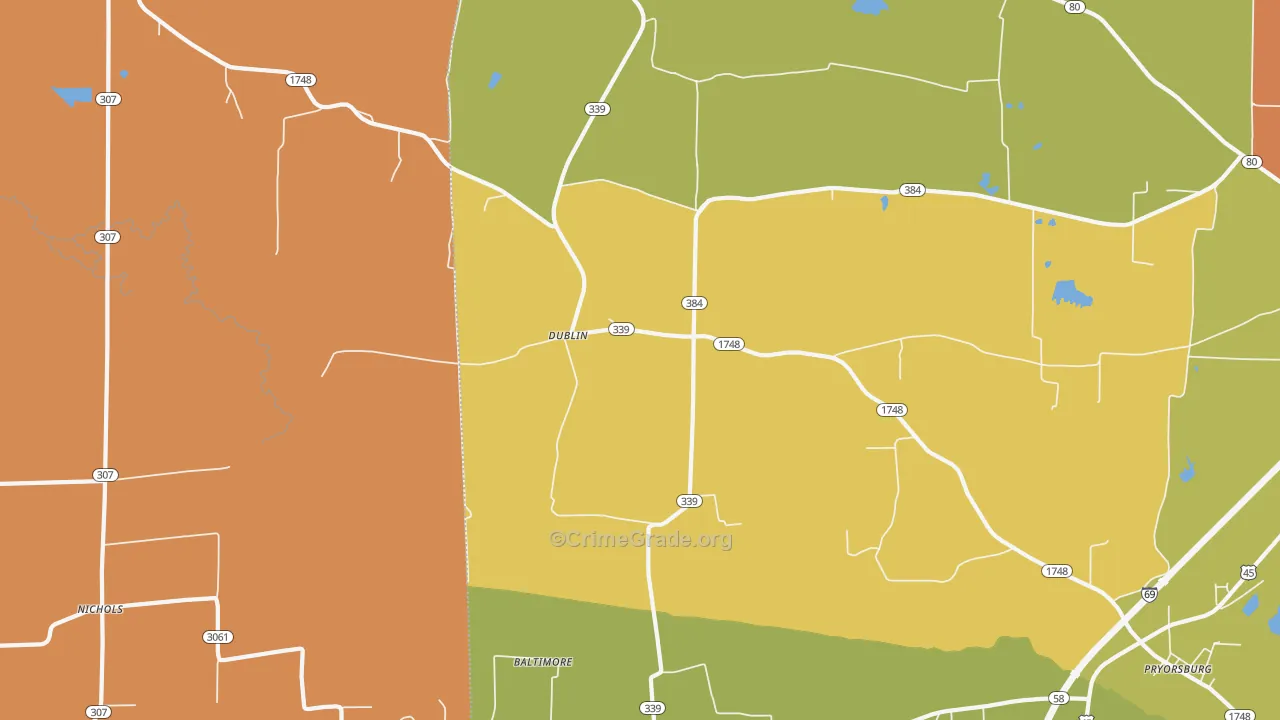 Dublin, KY Map of Burglary Rates