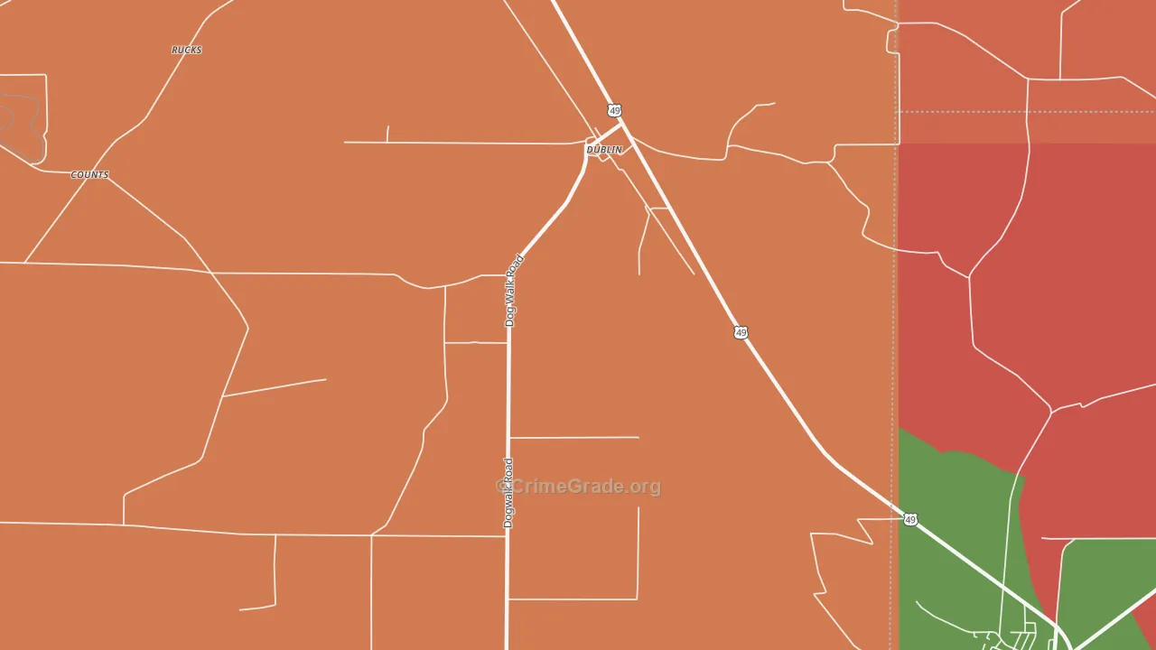 Dublin, MS Map of Burglary Rates