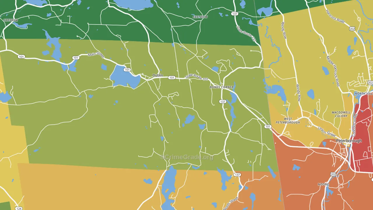 Dublin, NH Map of Burglary Rates