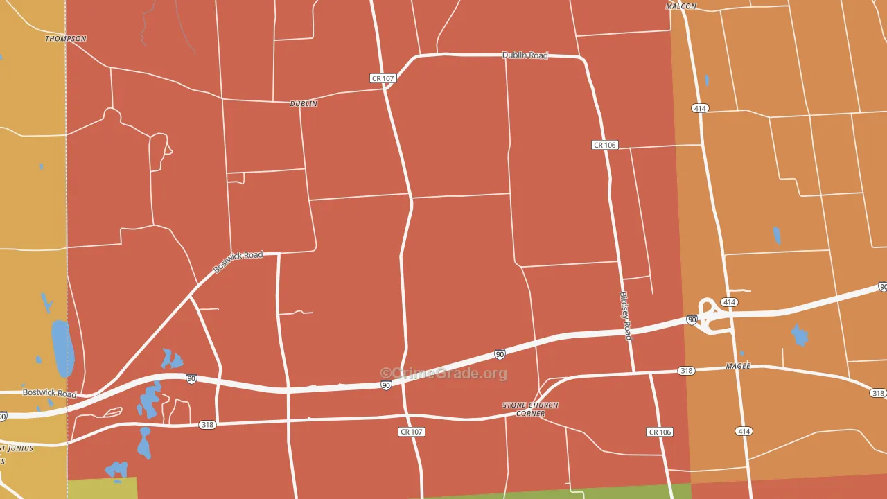 Dublin, NY Map of Burglary Rates