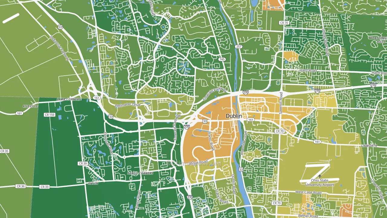 Dublin, OH Map of Burglary Rates