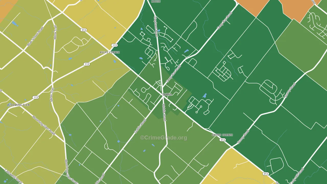 Dublin, PA Map of Burglary Rates