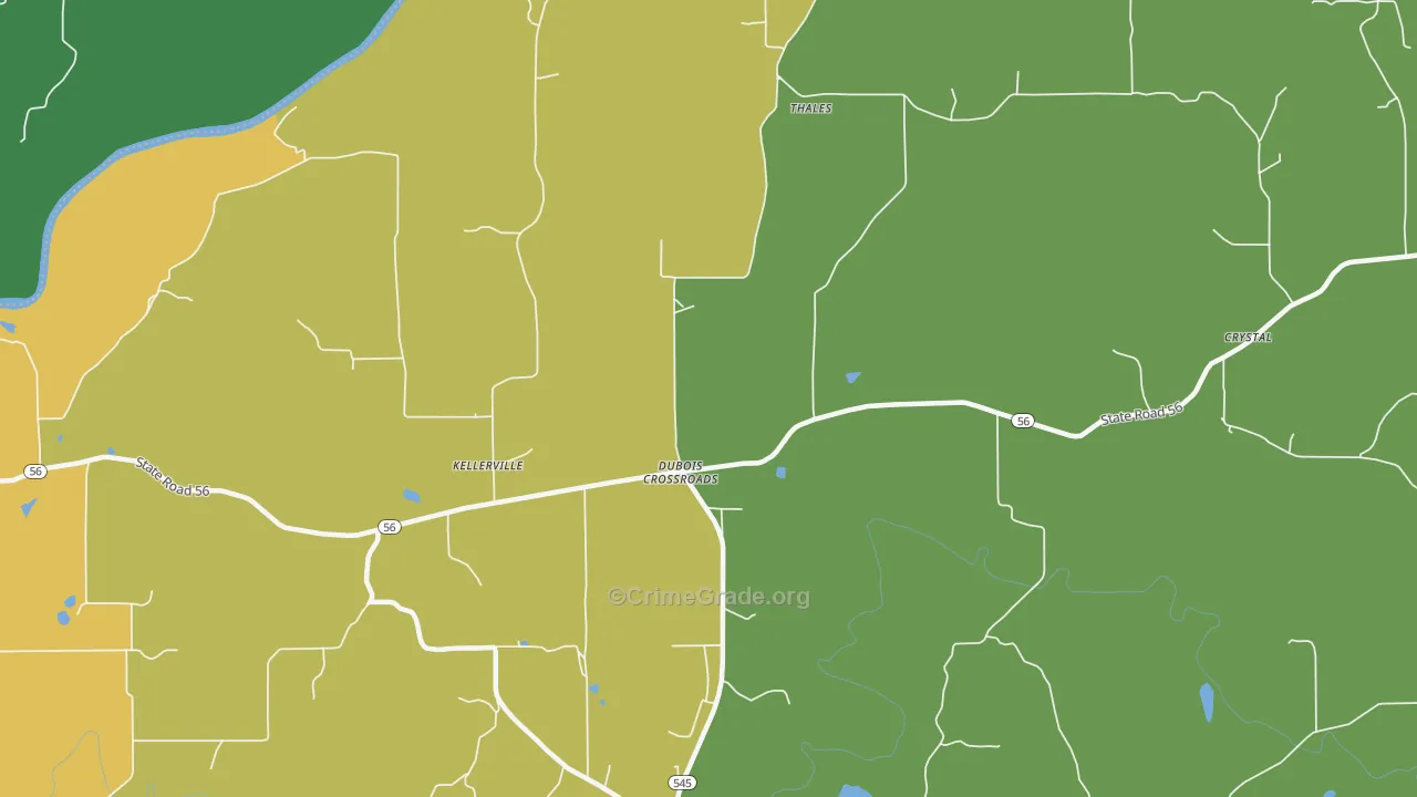Dubois Crossroads, IN Map of Burglary Rates