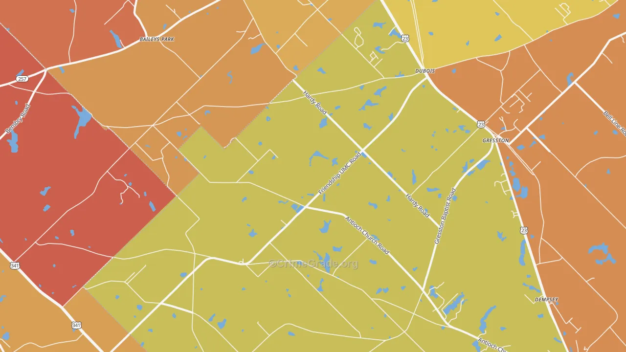 Dubois, GA Map of Burglary Rates