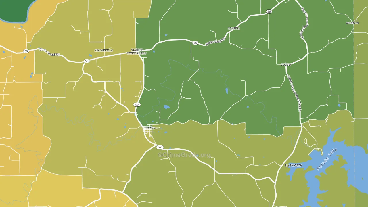 Dubois, IN Map of Burglary Rates