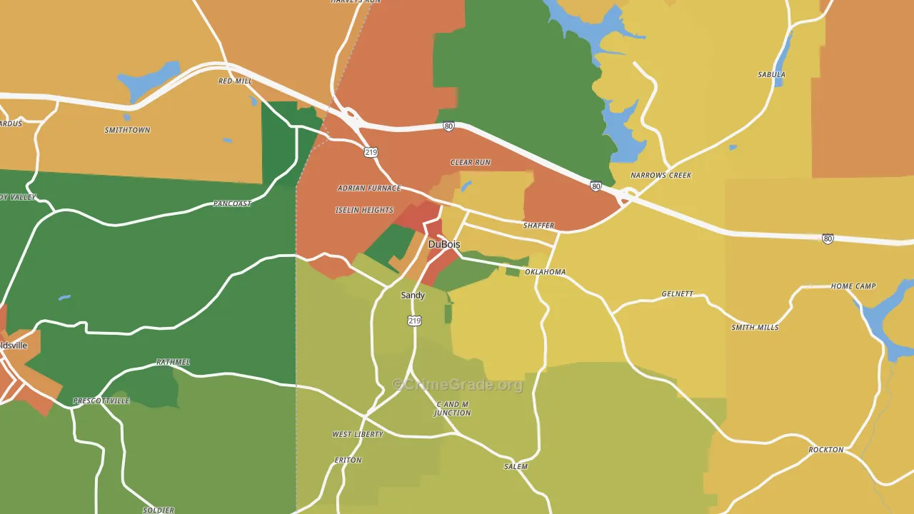 Dubois, PA Map of Burglary Rates