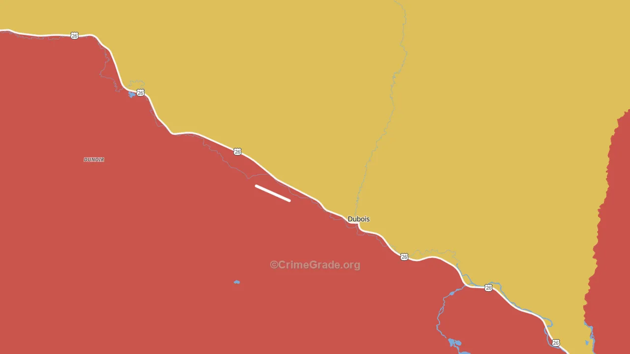 Dubois, WY Map of Burglary Rates