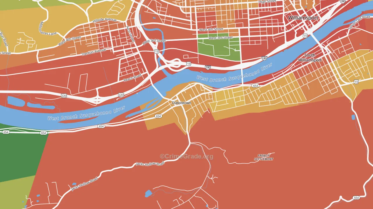 Duboistown, PA Map of Burglary Rates