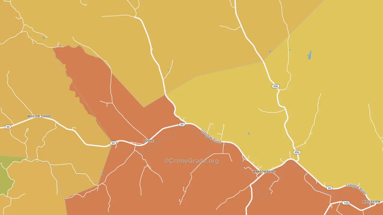 Dubre, KY Map of Burglary Rates