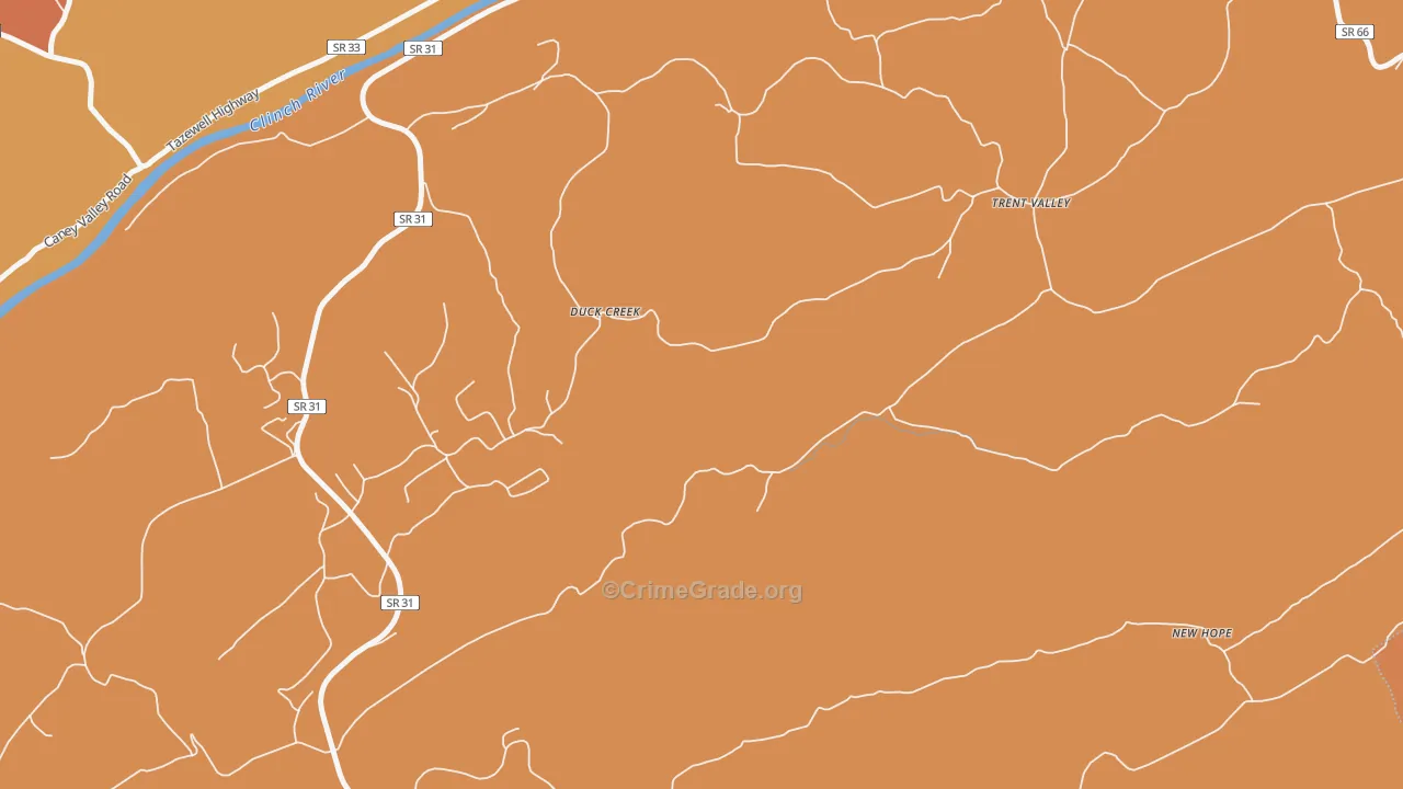 Duck Creek, TN Map of Burglary Rates